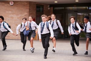 Group,Of,High,School,Students,Wearing,Uniform,Running